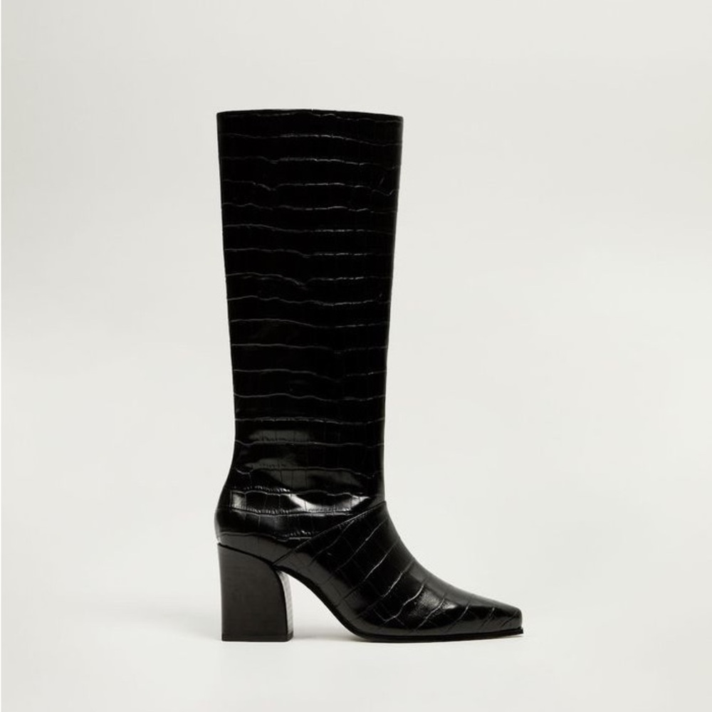 Mango Croc Effect Knee High Boots 👢Size 5